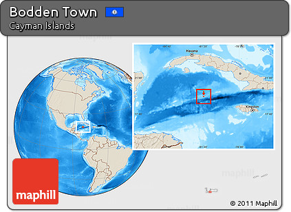 Shaded Relief Location Map of Bodden Town