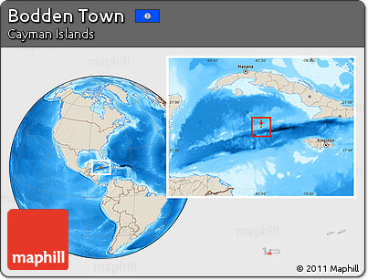 Shaded Relief Location Map of Bodden Town