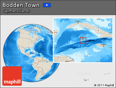 Shaded Relief Location Map of Bodden Town