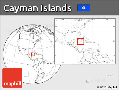 Blank Location Map of Cayman Islands, within the entire continent