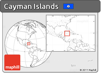 Blank Location Map of Cayman Islands, within the entire continent