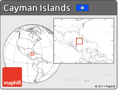 Blank Location Map of Cayman Islands, within the entire continent