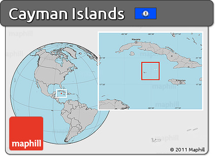 Blank Location Map of Cayman Islands, gray outside