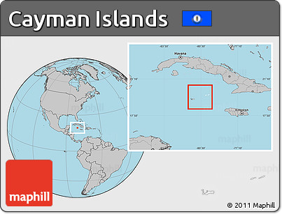 Blank Location Map of Cayman Islands, gray outside