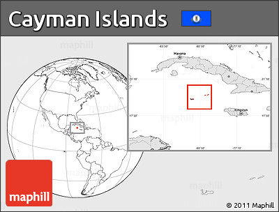 Blank Location Map of Cayman Islands, highlighted continent