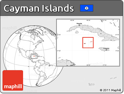 Blank Location Map of Cayman Islands, highlighted continent
