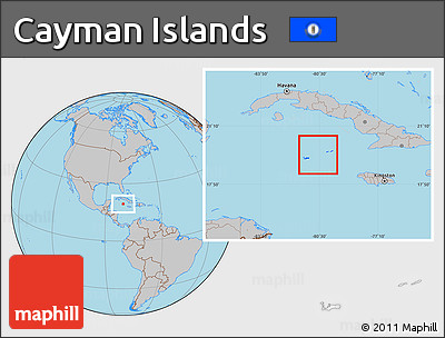 Flag Location Map of Cayman Islands, gray outside