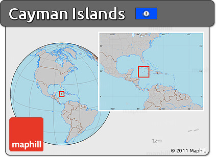 Gray Location Map of Cayman Islands, within the entire continent