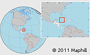 Gray Location Map of Cayman Islands, highlighted continent, within the entire continent