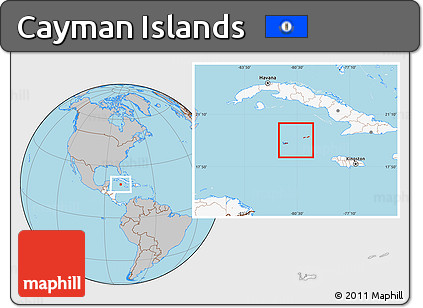 Gray Location Map of Cayman Islands, highlighted continent