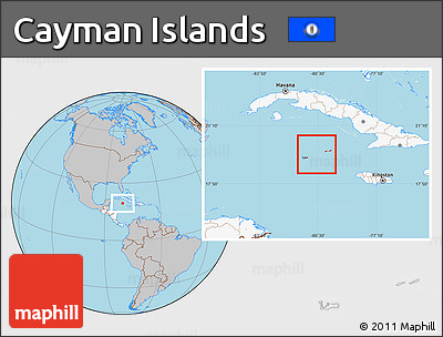 Gray Location Map of Cayman Islands, highlighted continent