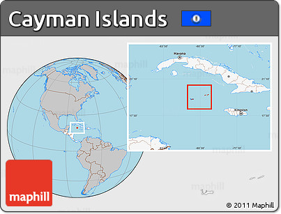 Gray Location Map of Cayman Islands, highlighted continent