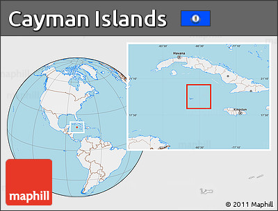 Gray Location Map of Cayman Islands, lighten, land only