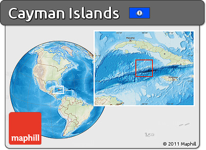 Physical Location Map of Cayman Islands, lighten, land only