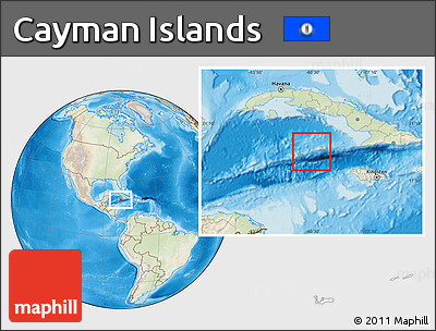Physical Location Map of Cayman Islands, lighten, land only