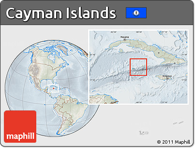 Physical Location Map of Cayman Islands, lighten, semi-desaturated