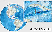 Physical Location Map of Cayman Islands, lighten, semi-desaturated, land only