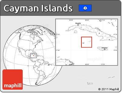 Satellite Location Map of Cayman Islands, blank outside
