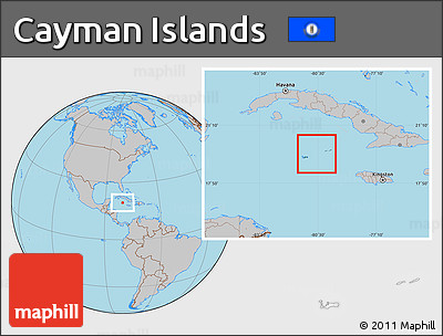 Satellite Location Map of Cayman Islands, gray outside