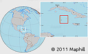 Satellite Location Map of Cayman Islands, gray outside