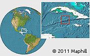 Satellite Location Map of Cayman Islands, highlighted continent