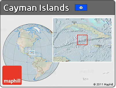 Satellite Location Map of Cayman Islands, lighten