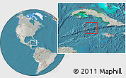 Satellite Location Map of Cayman Islands, lighten, semi-desaturated, land only