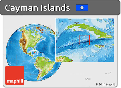 Satellite Location Map of Cayman Islands, physical outside