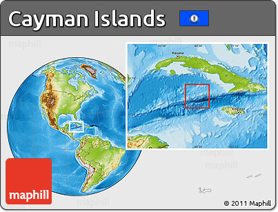 Satellite Location Map of Cayman Islands, physical outside