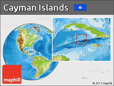 Satellite Location Map of Cayman Islands, physical outside