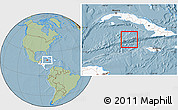 Savanna Style Location Map of Cayman Islands, highlighted continent, hill shading