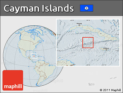 Savanna Style Location Map of Cayman Islands, lighten, hill shading