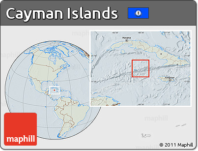 Savanna Style Location Map of Cayman Islands, lighten, hill shading