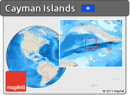 Shaded Relief Location Map of Cayman Islands