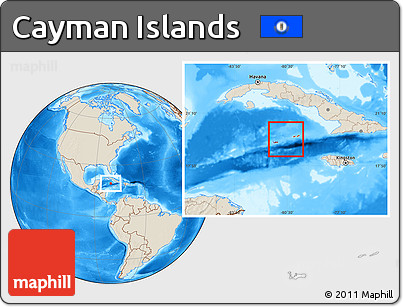 Shaded Relief Location Map of Cayman Islands