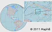 Shaded Relief Location Map of Cayman Islands, gray outside, hill shading