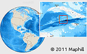 Shaded Relief Location Map of Cayman Islands, highlighted continent