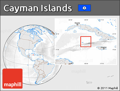 Shaded Relief Location Map of Cayman Islands, lighten, desaturated