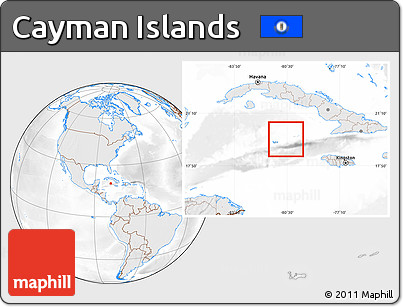 Shaded Relief Location Map of Cayman Islands, lighten, desaturated
