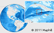 Shaded Relief Location Map of Cayman Islands, lighten, desaturated, land only