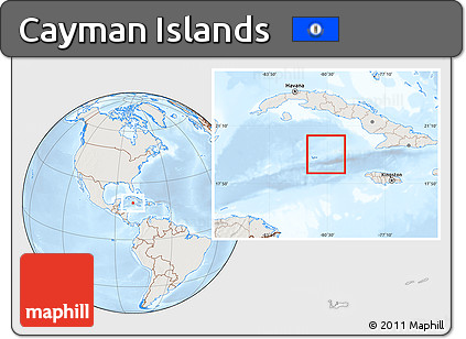Shaded Relief Location Map of Cayman Islands, lighten