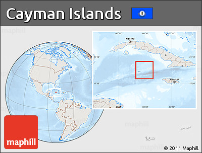 Shaded Relief Location Map of Cayman Islands, lighten