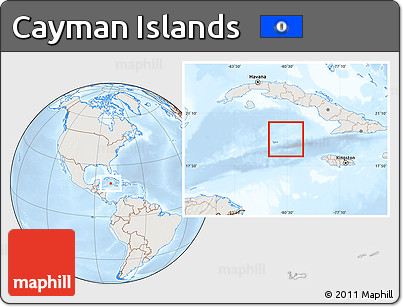 Shaded Relief Location Map of Cayman Islands, lighten