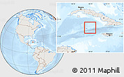 Shaded Relief Location Map of Cayman Islands, lighten