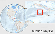 Shaded Relief Location Map of Cayman Islands, lighten, semi-desaturated