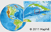 Shaded Relief Location Map of Cayman Islands, physical outside