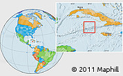 Shaded Relief Location Map of Cayman Islands, political outside
