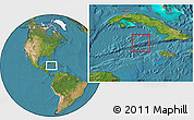 Shaded Relief Location Map of Cayman Islands, satellite outside