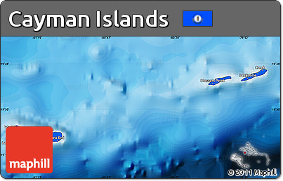 Flag Map of Cayman Islands, satellite outside, bathymetry sea, flag rotated