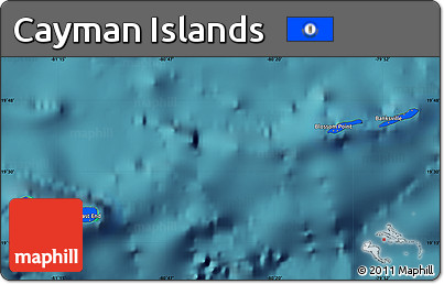 Flag Map of Cayman Islands, single color outside, satellite sea, flag centered